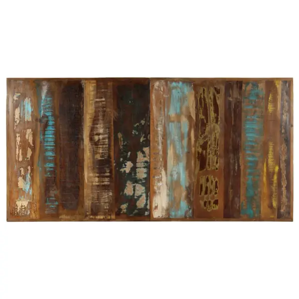 Söögilaud taaskasutatud puidust lauaplaadi ja terasjalgadega, mitmevärviline, 140 x 70 x 75 cm – 5