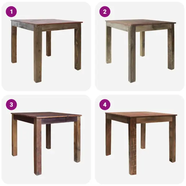 Taaskasutatud segapuidust söögilaud, pruun, 82 x 80 x 76 cm – 6