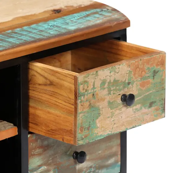 Tööstusliku stiiliga TV-kapp taaskasutatud puidust, 2 sahtliga, 120 x 30 x 45 cm – 5