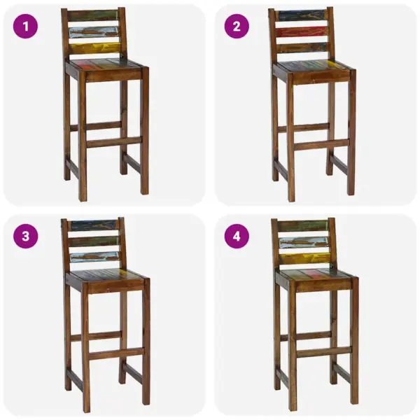 Vintage stiilis baaripukid, taastatud paadipuidust, 2 tk, mitmevärvilised, 40 x 44 x 106 cm – 3