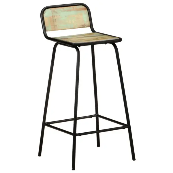 Taastatud puidust baaritoolid jalatoega, 2 tk, pulbervärvitud terasraam, 44 x 44 x 84 cm – 2