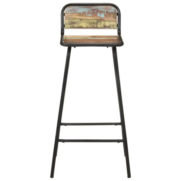 Taastatud puidust baaritoolid jalatoega, 2 tk, pulbervärvitud terasraam, 44 x 44 x 84 cm – 3