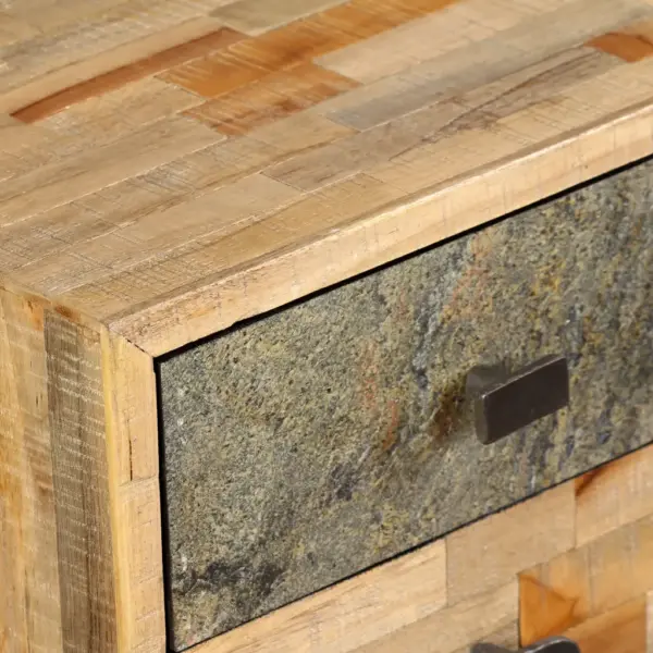 Kirjutuslaud taastatud tiigipuust ja terasest, 4 sahtliga, 110 x 50 x 76 cm – 8