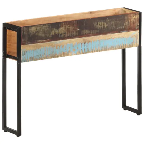 Mitmevärviline kõrge taimekast taastatud puidust ja raudraamiga, 90 x 20 x 68 cm – 6