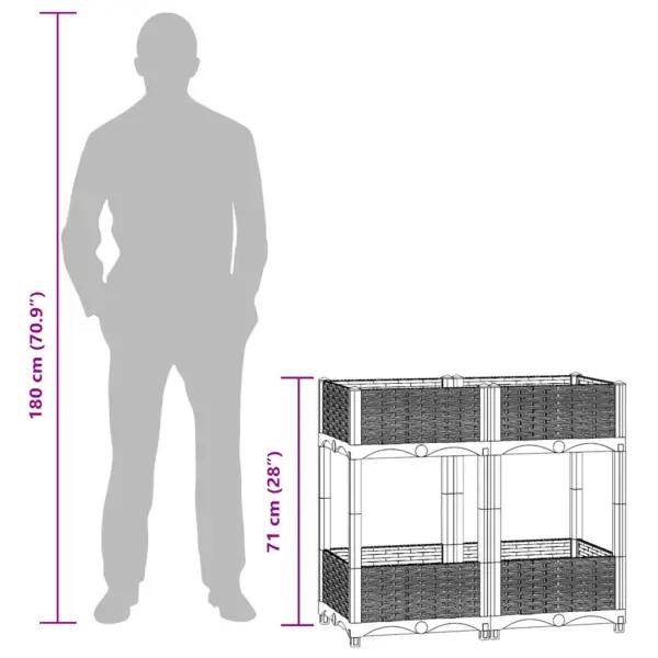 Taimelava 2 tasapinnaga, sinakashall polüpropüleen, 80 x 40 x 71 cm – 9