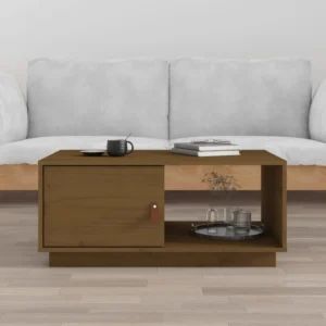 Kohvilaud hoiusektsioonidega, meekarva täismännipuit, 80 x 50 x 35,5 cm