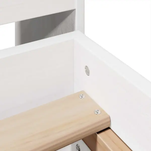 Valge täismännipuidust voodiraam hoiusektsioonide ja 2 sahtliga, liistpõhjaga, sobib 135 x 190 cm madratsile, 216,5 x 141 x 110 cm – 9