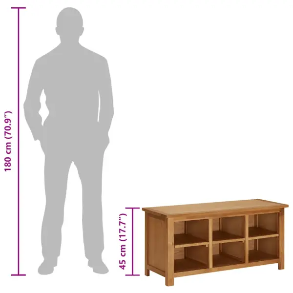 Kingapink 6 sektsiooniga, naturaalsest tammepuidust ja MDF-ist, pruun, 90 x 37 x 45 cm – 8