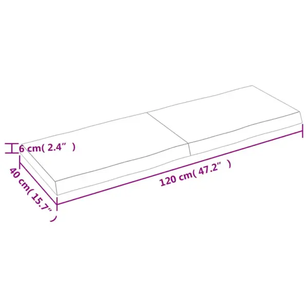 Helepruun tammepuidust lauaplaat naturaalsete servadega, 120 x 40 x (2–6) cm - 9
