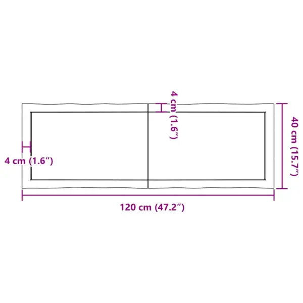 Helepruun tammepuidust lauaplaat naturaalsete servadega, 120 x 40 x (2–6) cm - 10