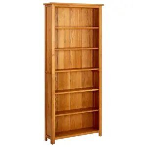 Tammepuidust raamaturiiul 6 riiuliga, pruun, 80 x 22,5 x 180 cm
