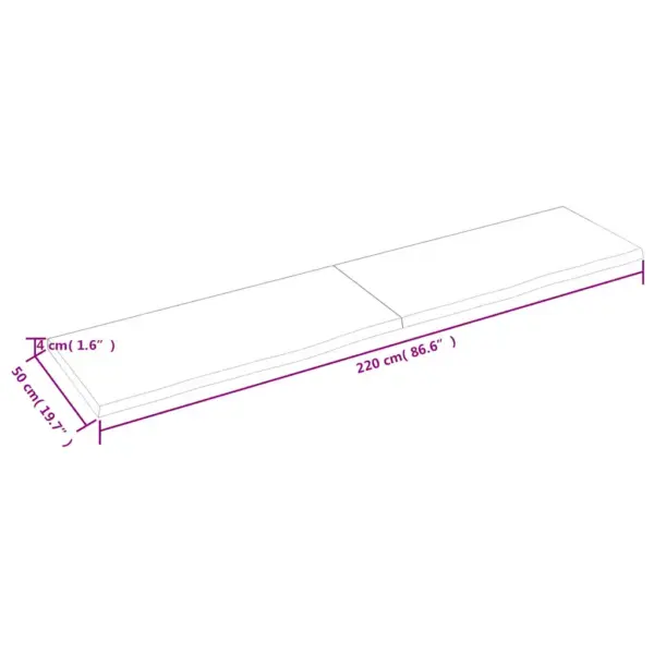 Tumepruun tammepuidust seinariiul naturaalsete servadega, 220 x 50 x 2–4 cm - 9
