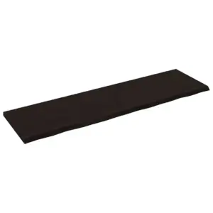 Tammepuidust seinariiuliplaat naturaalse servaga, tumepruun, 180 x 50 x (2–4) cm