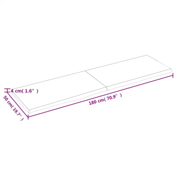 Tammepuidust seinariiuliplaat naturaalse servaga, tumepruun, 180 x 50 x (2–4) cm - 9