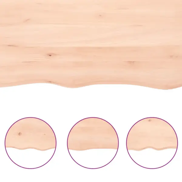 Tammepuidust vannitoa tasapind naturaalsete servadega, töötlemata, 100 x 60 x (2–4) cm – 5