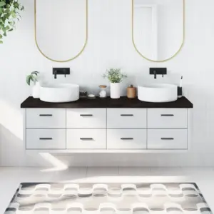 Vannitoa töötasapind naturaalse servaga, tumepruun tammepuit, 180 x 60 x (2–6) cm