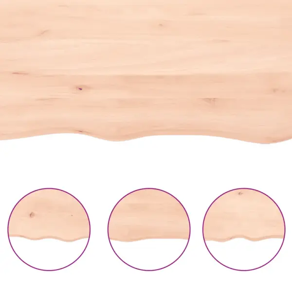 Tammepuidust vannitoa tasapind naturaalsete servadega, töötlemata, 60 x 30 x (2–4) cm – 5