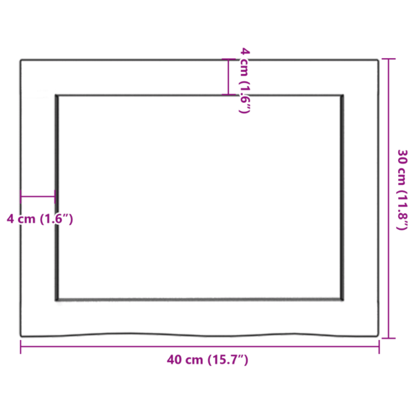Vannitoa tammepuidust töötasapind naturaalsete servadega, helepruun, 40 x 30 x (2-4) cm – 9