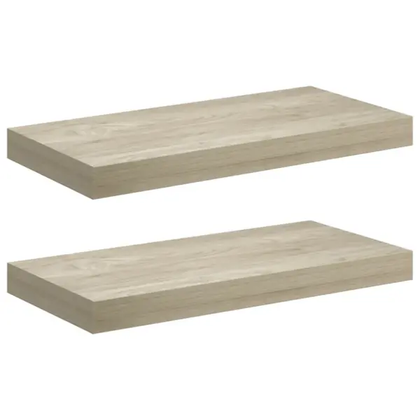 Ujuvad seinariiulid nähtamatu kinnitusega, tammevärvi, 2 tk, 50 x 23 x 3,8 cm MDF – 2