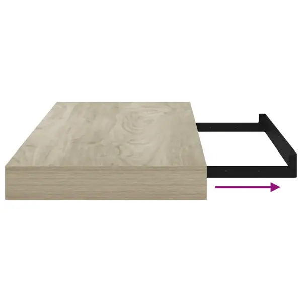 Ujuvad seinariiulid nähtamatu kinnitusega, tammevärvi, 2 tk, 50 x 23 x 3,8 cm MDF – 11