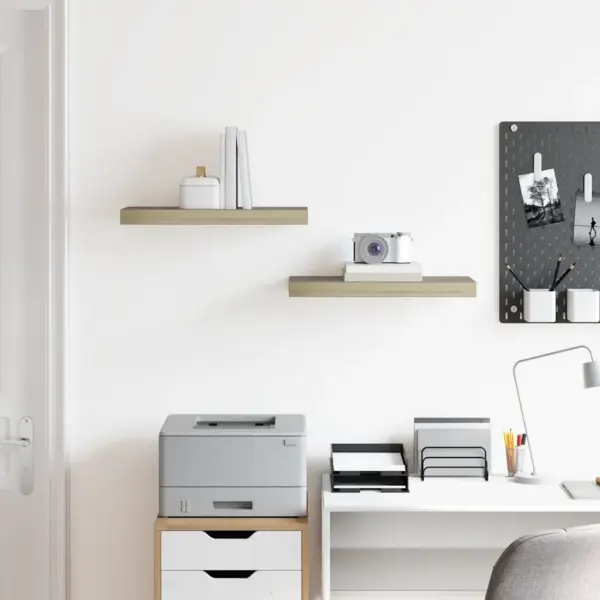Ujuvad seinariiulid nähtamatu kinnitusega, tammevärvi, 2 tk, 50 x 23 x 3,8 cm MDF – 3