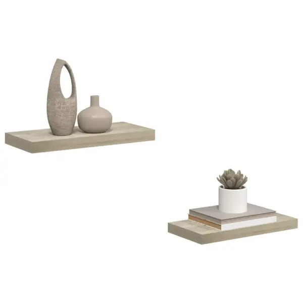 Ujuvad seinariiulid nähtamatu kinnitusega, tammevärvi, 2 tk, 50 x 23 x 3,8 cm MDF – 5