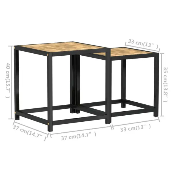 Tööstusliku stiiliga teelauad, 2 tk, MDF ja pulbervärvitud teras, must ja kollane, 37 x 37 x 40 cm ja 33 x 33 x 35 cm – 7