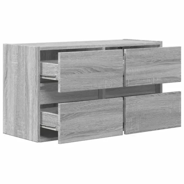 Teleri seinakapp LED-valgustusega, 4 sahtliga, hall Sonoma tamm, 80 x 31 x 45 cm – 9