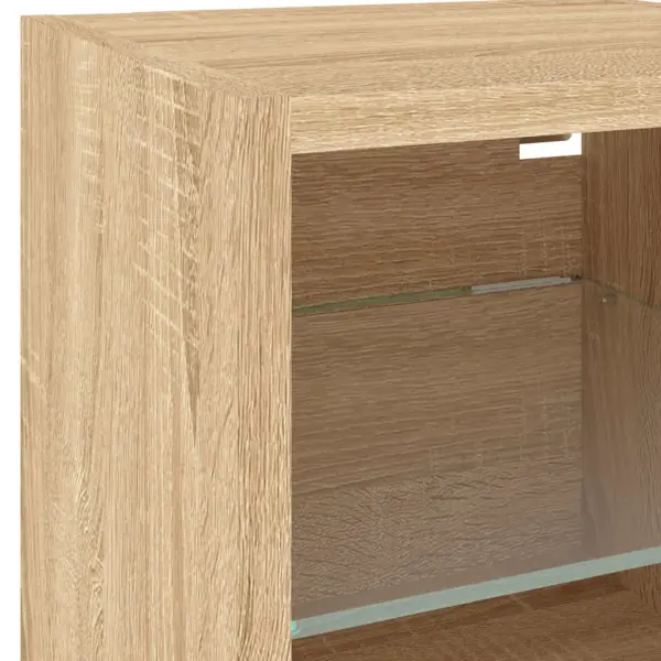 Seinale kinnitatav 6-osaline teleri seinakappide komplekt RGB LED-valgustusega, Sonoma tamm – 11