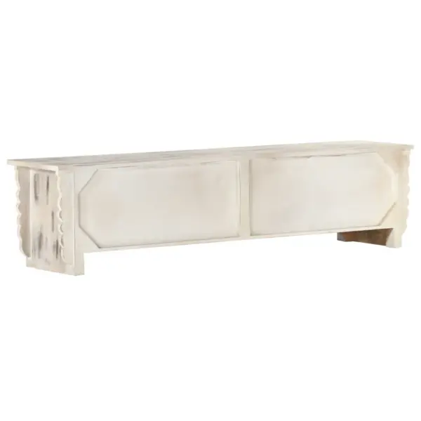 Telerialus 4 uksega, kulunud valge mangopuit, 140 x 30 x 35 cm – 4