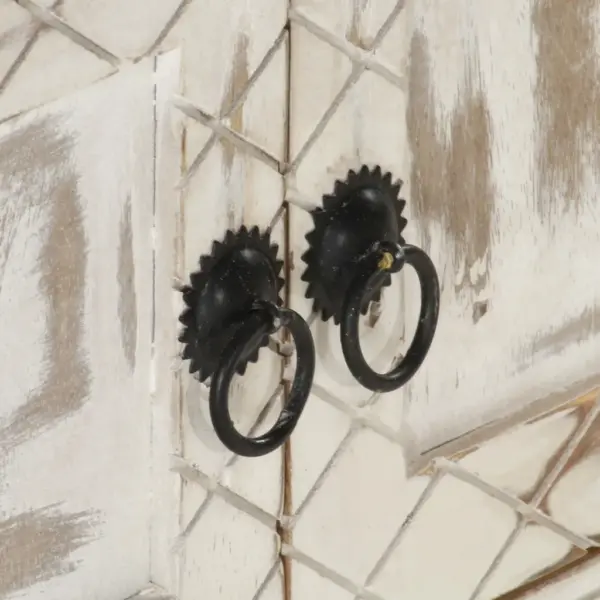 Telerialus 4 uksega, kulunud valge mangopuit, 140 x 30 x 35 cm – 5