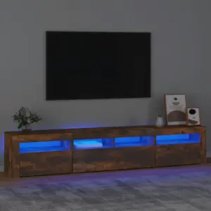 Telerialus RGB LED-valgustusega, suitsutatud tamme toonis tehispuit, 210 x 35 x 40 cm