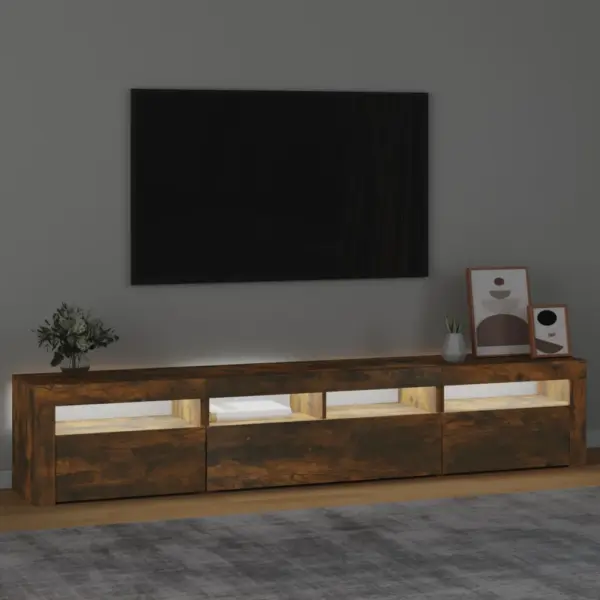 Telerialus RGB LED-valgustusega, suitsutatud tamme toonis tehispuit, 210 x 35 x 40 cm – 3