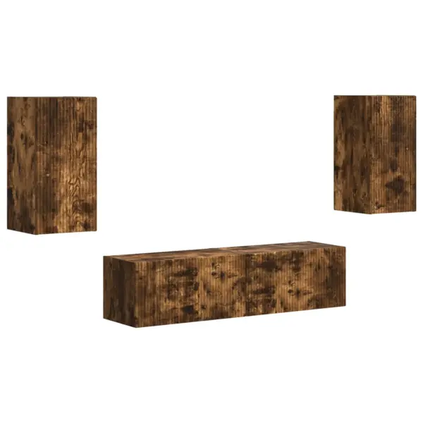 Telerikapikomplekt, 4-osaline, suitsetatud tamm, tehispuit, TV-kapp 60 x 31 x 29,5 cm - 2