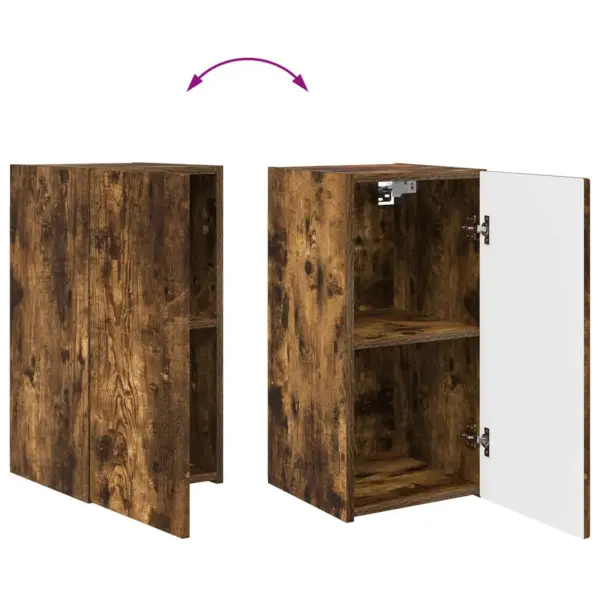 Telerikapikomplekt, 4-osaline, suitsetatud tamm, tehispuit, TV-kapp 60 x 31 x 29,5 cm - 11