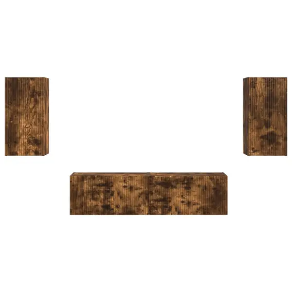 Telerikapikomplekt, 4-osaline, suitsetatud tamm, tehispuit, TV-kapp 60 x 31 x 29,5 cm - 7