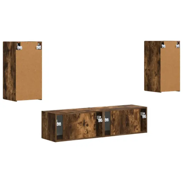 Telerikapikomplekt, 4-osaline, suitsetatud tamm, tehispuit, TV-kapp 60 x 31 x 29,5 cm - 8