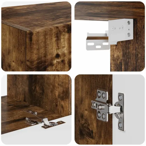 Telerikapikomplekt, 4-osaline, suitsetatud tamm, tehispuit, TV-kapp 60 x 31 x 29,5 cm - 9