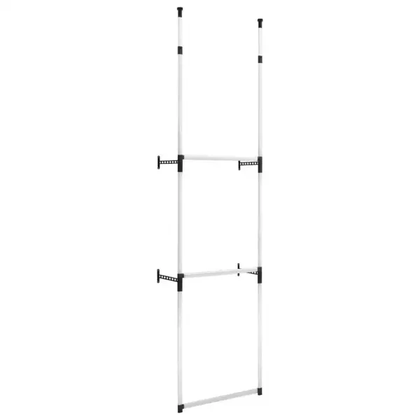 Teleskoopne garderoobisüsteem 2 riidevardaga, alumiinium, hõbedane-must, 65–110 x 28 x 250–300 cm – 2