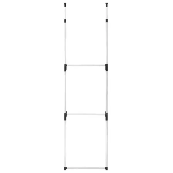 Teleskoopne garderoobisüsteem 2 riidevardaga, alumiinium, hõbedane-must, 65–110 x 28 x 250–300 cm – 7