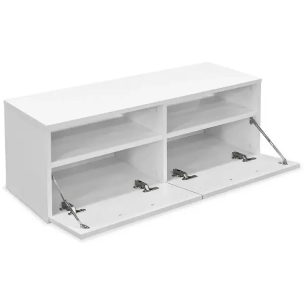 Televiisorikapp 2 riiuli ja 2 kapiga, matt valge tehispuit, 95 x 35 x 36 cm - 3