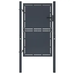 Terasest aiavärav lukuga, antratsiithall, 100 x 125 cm, reguleeritav laius 101–106 cm