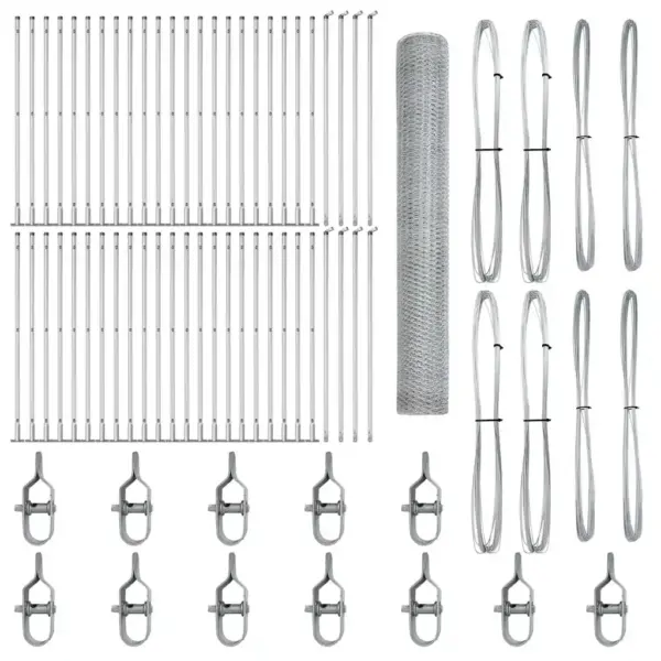 Terasest aiavõrgu ja postide komplekt, hõbedane, 100 x 1,2 m, 25 mm võrk – 2