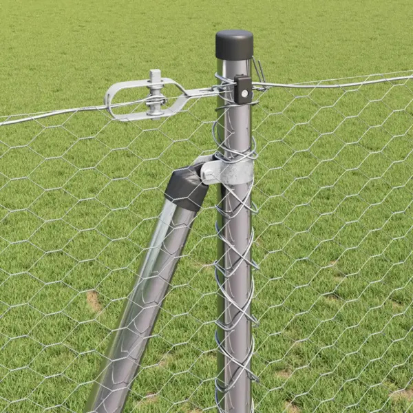 Terasest aiavõrgu ja postide komplekt, hõbedane, 100 x 1,2 m, 25 mm võrk – 5