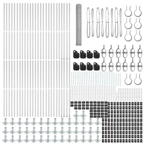 Terasest aiavõrgu ja postide komplekt, hõbedane, 100 x 1,2 m, 25 mm võrk – 6
