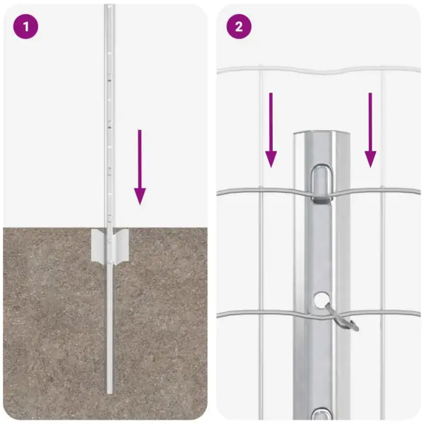 Terasest aiavõrgu komplekt postidega, hõbedane, 0,6 x 50 m – 6