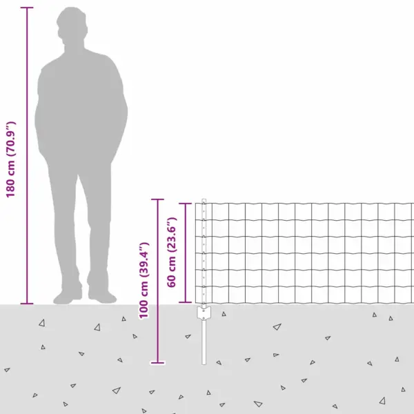 Terasest aiavõrgu komplekt postidega, hõbedane, 0,6 x 50 m – 7