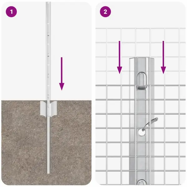 Terasest aiavõrgu komplekt postidega, hõbedane, 0,6 x 50 m – 10