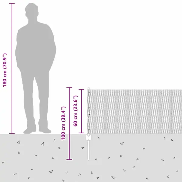 Hõbedane terasest aiavõrgu komplekt postidega, 0,6 x 50 m – 13