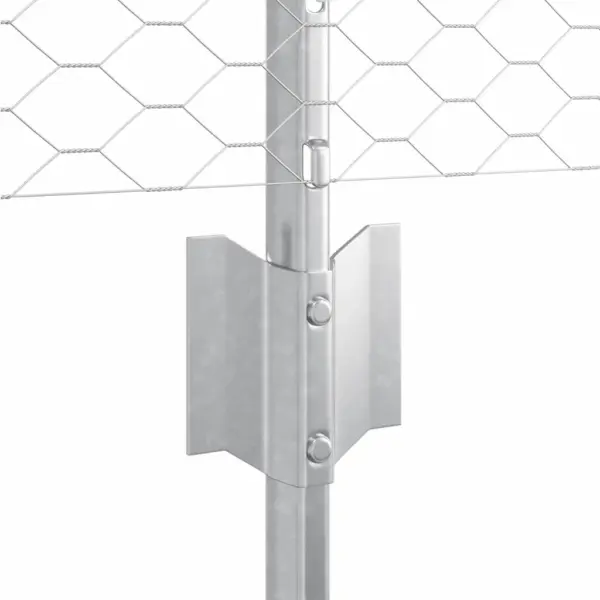 Hõbedane terasest aiavõrgu komplekt postidega, 0,6 x 50 m – 7